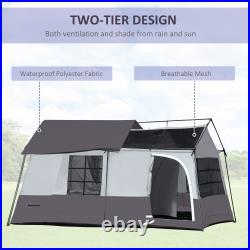 10 Man Camping Tent with Removable Rain Fly Cover, Mesh Windows, Carry Bag