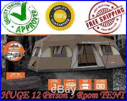 10 Person 3 Room XL Hybrid Instant Cabin Tent Family Camping Waterproof Hiking