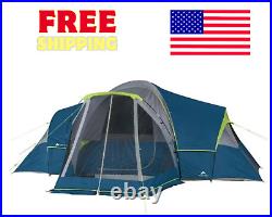 10-Person Modified Dome Tents Family Camping Tent With 3 Rooms Screen Porch Picnic