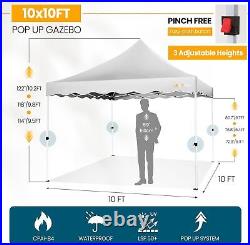 10x10 Pop Up Canopy Tent for Parties with 4 Sandbags 4 Stakes & W. 4 Ropes