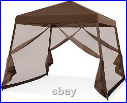 10x10 Slant Leg Easy Setup Pop Up Canopy Tent with Mosquito Netting 64 sqft