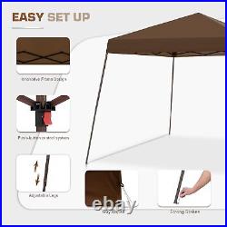 10x10 Slant Leg Easy Setup Pop Up Canopy Tent with Mosquito Netting 64 sqft