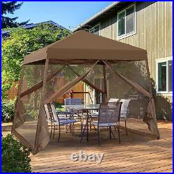 10x10 Slant Leg Easy Setup Pop Up Canopy Tent with Mosquito Netting 64 sqft