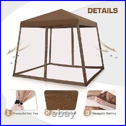 10x10 Slant Leg Easy Setup Pop Up Canopy Tent with Mosquito Netting 64 sqft