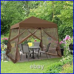 10x10 Slant Leg Easy Setup Pop Up Canopy Tent with Mosquito Netting 64 sqft