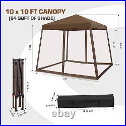 10x10 Slant Leg Easy Setup Pop Up Canopy Tent with Mosquito Netting 64 sqft