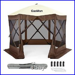 10x10ft / 12 x12ft Camping Gazebo Pop Up Canopy Screen Tent 6 Sided Sun Shelter