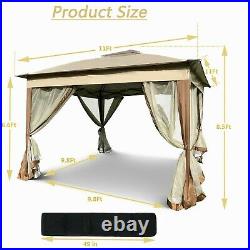 11x11ft Pop-Up Gazebo Tent with Mesh Sidewall Canopy Shelter Outdoor Home Patio