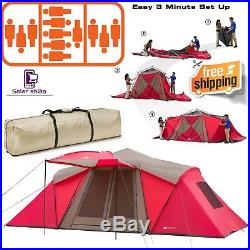 12 Person 3 Room Instant Cabin Large Family Tent Camping Waterproof Hiking Tent