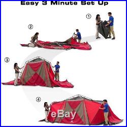 12 Person 3 Room Instant Cabin Large Family Tent Camping Waterproof Hiking Tent
