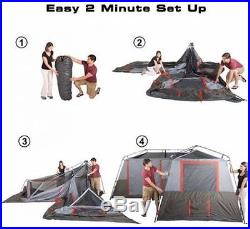 12 Person 3 Room L-Shaped Instant Cabin Tent Camping Hiking Family Outdoor Camp