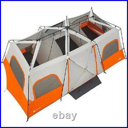 12 Person Instant Cabin Tent with Integrated LED Lights 3 Rooms Family Camping