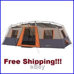 12-Person Tent & 2 FREE Queen Airbeds Instant Cabin 3 Room Family Camping Hiking