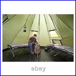 14'x14' Green Deluxe Teepee Tent Removable Floor Stove Exhaust Camp Hike Hunt