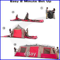 15 Person Tent 3 Room 25'x10' Split Plan Outdoor Red Instant Cabin Tent Camping