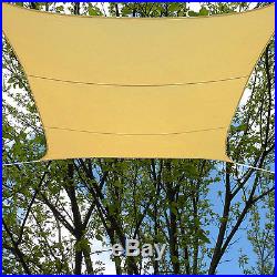 16.5 Foot Square UV Sun Shade Sail Canopy Sand Waterproof Polyester Patio Cover