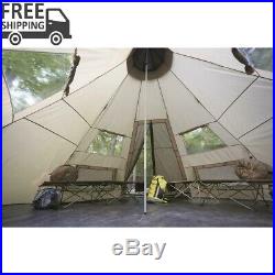 18 x 18 Teepee Tent Camp Hunt Beige 8-person Water Rain Weather Proof Hike