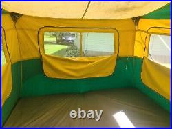 1954 Vintage Ted Williams Sears Canvas Tent 10x18 Green Yellow MCM Camping