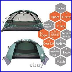 1 Person Backpacking Tent, Waterproof 4 Seasons Tent, Ultralight Cold Green