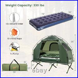 1-Person Waterproof Camping Tent Cot with Air Mattress, Pillow, Sleeping Bag