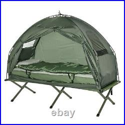 1-person Folding Tent Elevated Camping Cot withAir Mattress Sleeping Bag