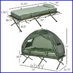 1-person Folding Tent Elevated Camping Cot withAir Mattress Sleeping Bag