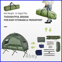 1-person Folding Tent Elevated Camping Cot withAir Mattress Sleeping Bag