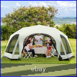 20-Person Camping Tent with Steel Frame 8 Mesh Windows 2 Doors Carry Bag