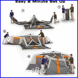 20 x 18 Instant Cabin Tent 3-Room Sleeps 12 Person Camping Outdoor