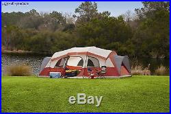 21 ft. X 14 Camping Red Instant Family Cabin 3 room Large Sealed Tent 12 person