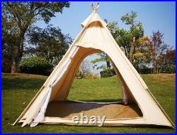2M Canvas Camping Pyramid Tent Tipi Tent Adult Indian Teepee Tent for 23 Person