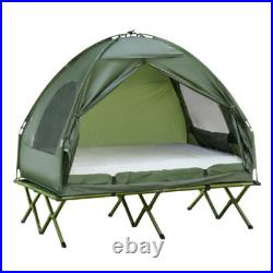 2 Person 4-In-1 Foldable Camping Cot with Tent, Bedspread and Thick Air Mattress 2 Person 4-In-1 Foldable Camping Cot with Tent, Bedspread and Thick Air Mattress
