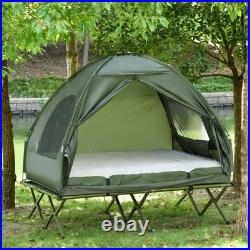 2 Person Foldable Camping Cot with Tent, Bedspread, Air Mattress 2 Person Foldable Camping Cot with Tent, Bedspread, Air Mattress