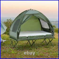 2 Person Foldable Camping Cot with Tent, Bedspread, Air Mattress 2 Person Foldable Camping Cot with Tent, Bedspread, Air Mattress