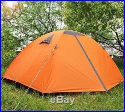 2 Person Orange Double Layer Outdoor Waterproof Camping Hiking Backpack Tent