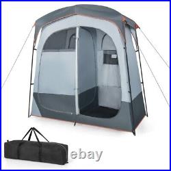 2 Rooms Shower Tent Pop-Up Privacy Tent Outdoor Camping Portable withInside Pocket