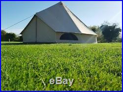 360 GSM 5m Canvas Bell Tent With Zipped In Groundsheet Large Family Tents