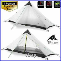 3F UL Gear Lanshan Ultralight Tent, 1 Person, White Backpacking Tent Hiking Gear