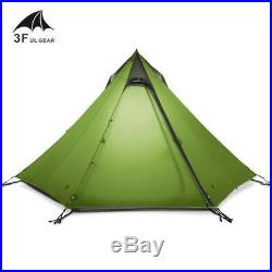 3F UL Gear Ultralight Backpacking 2-3P Teepee Tent 3.5 lbs! Green