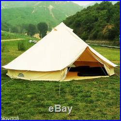 3/4/5/6M Bell Tent Waterproof Cotton Canvas Glamping Camping Outdoor Tent Awning