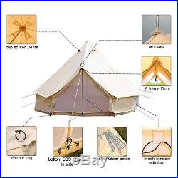 3/4/5/6M Safari Tents Bell Tent Waterproof Canvas Glamping Camping Outdoor Tents
