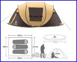 3-4 Person Camping Pop Up Tent Waterproof Hydraulic Automatic Outdoor Hiking Ten