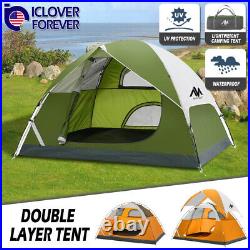 3-4 Person Camping Tent Double Layer Waterproof Hiking Beach Backpacking Shelter
