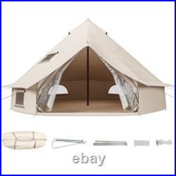 3-6M Cotton Canvas Bell Tent Glamping British Yurt Camping Tent Single Door