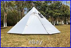 3.6lb Camping Teepee Tents with Stove Jack, Pyramid 10.5ft dia. White grey