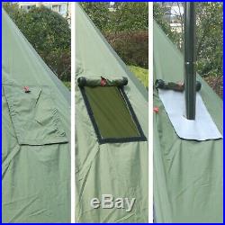 3 Person Lightweight Tipi Hot Tent with Fire Retardant Flue Pipes (Olive)