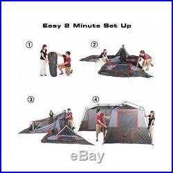 3 Room Tent 12-Person Instant Cabin Family Camping Easy Setup With Carry Bag