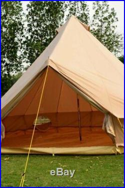 4M Bell Tent Metre Zipped-in-Groundsheet Tent Family 8 Person Camping Tent
