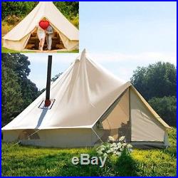 4M Waterproof Outdoor Bell Tent Canvas Camping Safari Yurt Tent Stove Jack