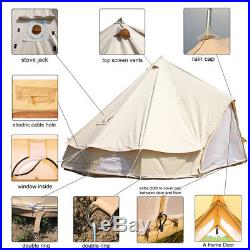 4M Waterproof Outdoor Bell Tent Canvas Camping Safari Yurt Tent Stove Jack